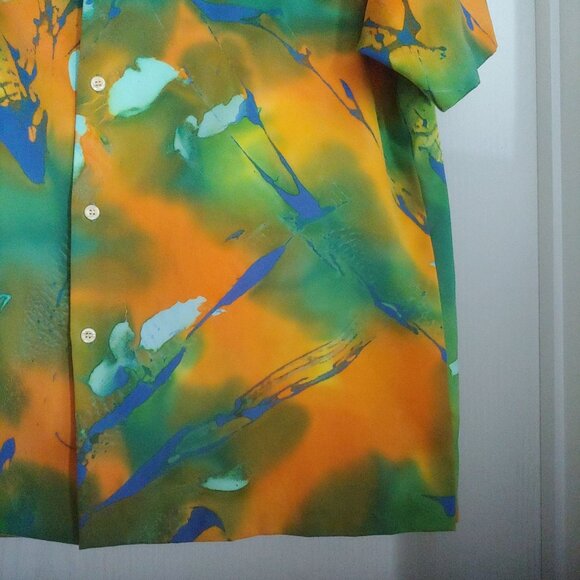 Tori Richards Honolulu Aloha Bright Tropical Hawaiian Surf Luau Button Shirt L - Picture 6 of 7